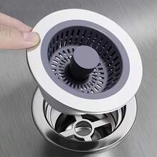 3-In-1 Plastic & Stainless Steel Kitchen Sink Drain Strainer And Stopper Set, Polished ABS And Stainless Steel Drain Grate With Hair Catcher, Fits Bathroom And Kitchen, US Standard Drain Protection - Stainless Steel Sink - View 9