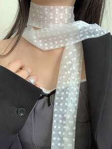 1pc Polka Dot Lace Pattern Elegant Long Scarf, Women's Small Neck Scarf & Decorative Accessory, Multifunctional - Multicolor - View 8