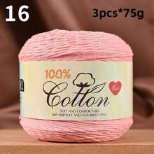 3-Pack Premium 100% Cotton Yarn, Soft & Cozy, Suitable For Handmade Sweaters, Scarves, Hats, Jackets, Vests, Shawls, Cushions, Etc. 3 Skeins X 75g = 225g - 75g Cotton - View 7