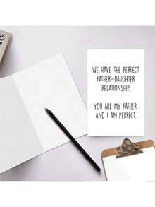 Perfect Father-Daughter Greeting Card With Envelope, Father's Day Card, Birthday Congratulations Card, Appreciation Card, Birthday Gift From Daughter To Father - Linen Dark Red Envelope - View 6