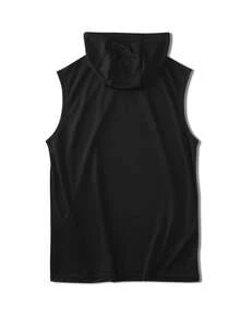 Áo tank top thể thao có mũ trùm đầu dây rút dành cho nam, áo đấu bóng rổ, áo vest đi học, quần jogger nam, áo hoodie in hình phong cách Y2K. - màu đen - Xem 3