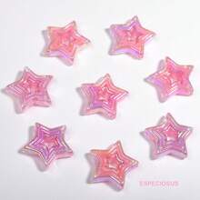 20颗透明多色五角星形珠子，可用于制作手链、项链等DIY饰品，适合夏季和学校佩戴。 - 彩色 - 查看 27