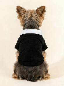 一套领结绅士西装领连衣裙，秋冬宠物裙，蕾丝领加厚羊毛宠物裙，保暖珍珠领狗/猫公主裙 - 彩色 - 查看 5