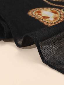 1pc Women's Versatile Black Chain Print Scarf, Daily Wear Fashionable Scarf - Multicolor - View 6