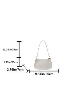 1 chiếc túi đeo vai hình trăng khuyết tối giản bằng chất liệu PU màu trơn, thiết kế khóa kéo tiện lợi, phù hợp cho các hoạt động hàng ngày. - trắng - Xem 2