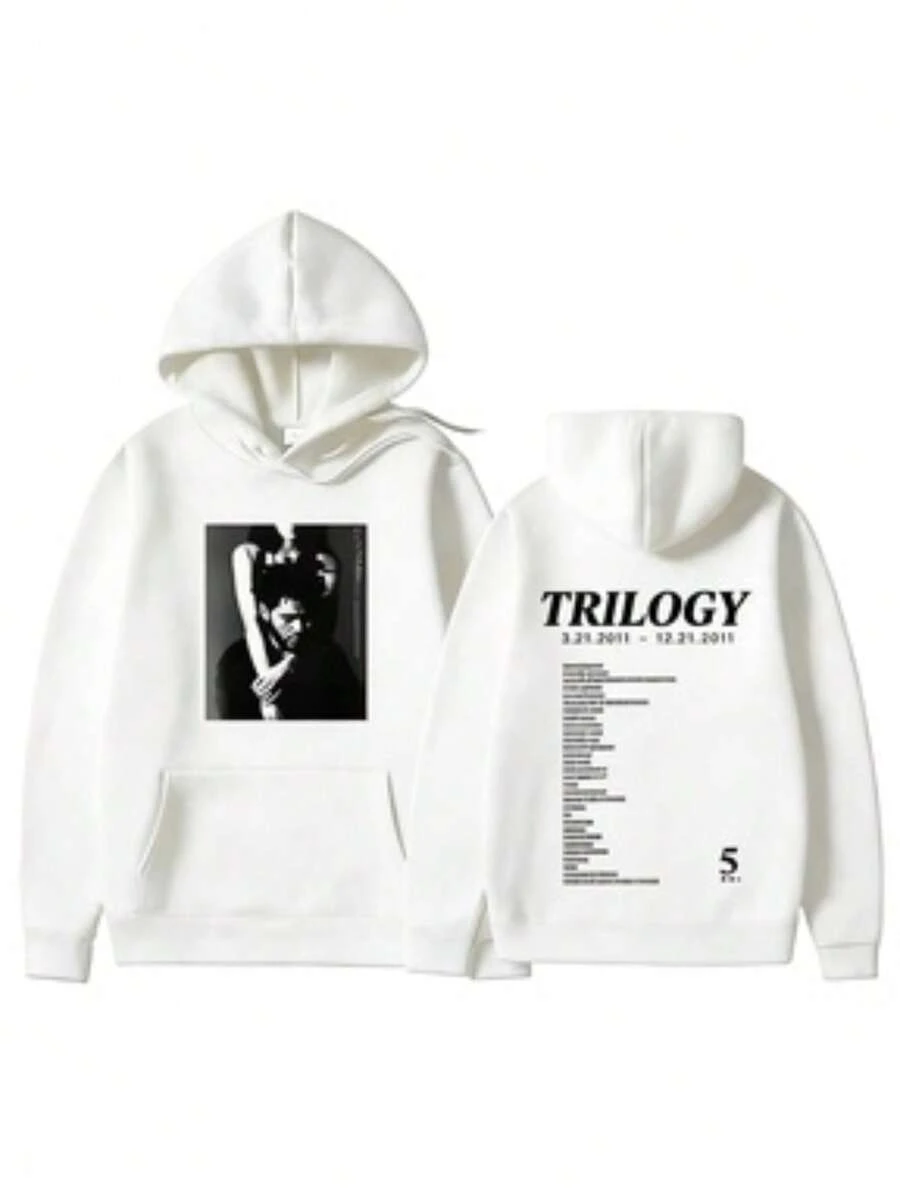 Retro The Weeknds Printed Clothing Street Hoodies Autumn Fleece Comfortable Sweatshirt Hip Hop Streetwear Unisex Trendyss Pullover (3) - trắng - Xem 1