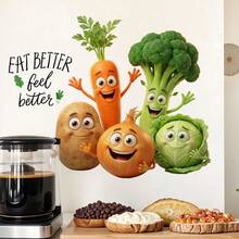 Interesting Cartoon Vegetable Wall Stickers - "Eat Better, Feel Better" Removable Reusable Self-Adhesive Decals Suitable For Kitchen, Dining Room And Healthy Eating Themed Spaces - Multicolor - View 3