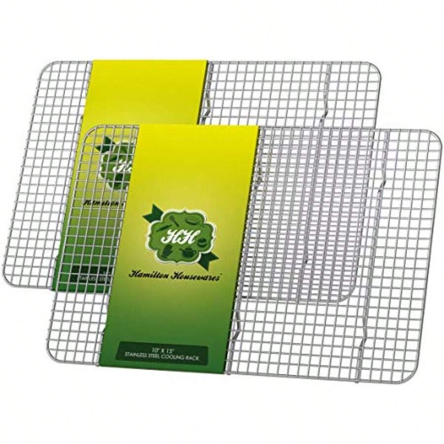 Stainless Steel Cooling Rack - Heavy Duty and Oven Safe Good for Cooling Baking and Roasting - Fits 15 1/4" X 10 1/4" Baking Pans - Perfect for Cookies Cakes and More 10" x 15" - 10 x 15 Juego de 2 - Ver 1