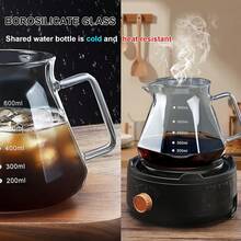 Bộ pha cà phê nhỏ giọt thủy tinh 600ml, bình thủy tinh borosilicate 20oz kèm 100 giấy lọc V02, tay cầm bằng gỗ óc chó và nắp thủy tinh, thích hợp cho gia đình, quán cà phê, nhà hàng và cắm trại ngoài trời, màu xám. - Nhiều màu - Xem 5