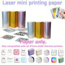 Pegatinas térmicas holográficas | Diseños plateados, dorados, de arcoíris morado, de código de barras, de correo electrónico, de imagen, de logotipo, compatibles con impresoras C9/X5/X6/T02/M02 - Ver 3