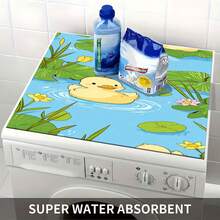 1pc Soft Lavender Tulip Sky Dream Pattern, Warm Family Atmosphere, Diatomite, Non-Slip, Suitable For Washing Machine Cover Pad, Dryer Cover Pad, Coffee Machine Pad, Kitchen Countertop Pad, Multi-Purpose Household Mat - Ducklings Swimming Among the Lotus Leaves - View 8