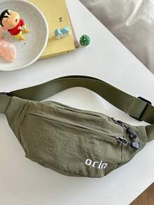 1 chiếc túi đeo ngực/đeo hông bằng nylon in chữ, kiểu dáng thường ngày, có khóa kéo, phù hợp sử dụng mọi mùa. - A - Xem 16