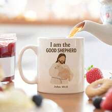 1pc 11oz Ceramic Coffee Mug With Jesus And Bible Verse Graphic, Reusable, Grade 3A, Ceramic Material, Unisex, Great Gift For Mother's Day, Father's Day - White - View 4