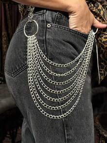 1 Stück Metall-Körperkette mit mehreren Lagen, Gothic Punk Y2K Stil Accessoire für Männer, geeignet für Schule, Halloween und andere Anlässe - Verschiedenfarbig - Übersicht 15