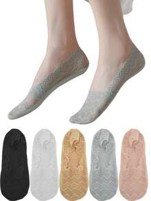 Women's Summer Lace Non-Slip Invisible Socks Fashion Cool Breathable Mesh Comfy Low Cut Boat Socks - Multicolor - View 2