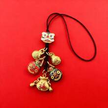 Feng Shui Wealth & Fortune Keychain, Pendant With Pi Xiu And God Of Wealth, Suitable For Car Keys Or Bag Decor, Genuine Antique Gold Mythological Three-Beast Design, Decorative Birthday Gift - Multicolor - View 19