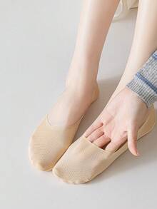 1/3/5 Pairs Spring And Summer Ice Silk Boat Socks For Women, Anti-Slip, No Heel Slipping, Invisible Socks, Thin Low-Cut Socks, Breathable Cool Socks - Multicolor - View 7