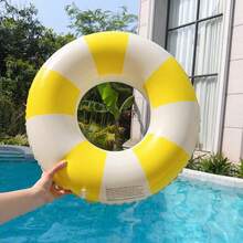 1PC Yellow Retro Striped Blue Swimming Ring Thickened Underarm Float For Kids Sweet Little Girls Summer Vacation Party Universal - Yellow - View 6