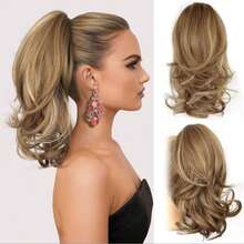 European And American Style Long Curly Wig, Big Wave Clip-On Short Ponytail, Fluffy Natural Synthetic Ponytail Braid, Fashion Hair Clip, Elegant Hair Accessory, Casual Hair Clip For Women,Summer,Holiday,Travel - Multicolor - View 11