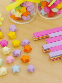 1 lọ ước nguyện Lucky Star có nắp gỗ, lọ thủy tinh trôi, quà tặng ngày lễ, ngôi sao Origami, lọ ước nguyện lưu trữ hình ngũ giác - Nhiều màu - Xem 11