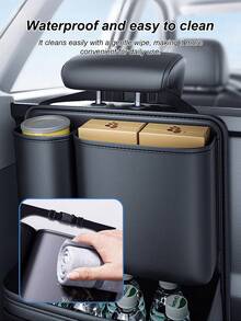 Car Trunk Organizer Hanging Bag - Multi-Compartment Backseat Pocket, Suitable For SUV, Hatchback And Sedan, Waterproof And Durable Trunk Storage Box With Adjustable Buckles And Strong Hook And Loop, Backseat Storage Pouch (Black) - Backrest Storage Bag - View 5