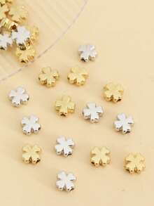 50颗金银四叶草隔珠，CCB幸运四叶草吊坠，用于珠宝制作，DIY手链项链配件 - 彩色 - 查看 2