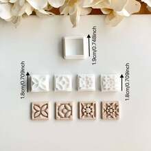 5pcs Flower Tile Traditional Pattern Polymer Clay Molds, Bohemian Style Flower Tile Clay Molds, Polymer Clay Mold Set, 3D Printing Material, INS Style DIY Jewelry Pendant Craft For Pottery Art - White - View 3