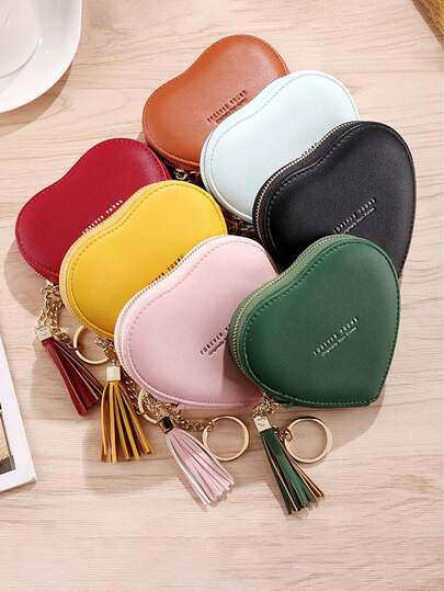 محفظة قلب كورية جديدة، محفظة عملات صغيرة جميلة، حقيبة تخزين للنساء، حامل بطاقات، محفظة، هدية للنساء/الفتيات/عيد الميلاد/الذكرى السنوية/هدية للصديقة، مناسبة لعيد الهالوين وعيد الشكر