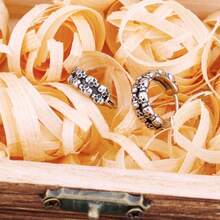 万圣节哥特风男士骷髅耳环嘻哈摇滚自行车配饰朋克男孩复古不锈钢骷髅酷炫饰品 - 銀色 - 查看 5