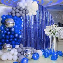 3pcs/Set 100*200cm Gold Tassel Ribbon, Shiny Metallic Texture Design, Suitable For Photography Studio Props, Birthday Party, Bridal Shower, Wedding Decoration, Backdrop, Party Decoration, Photo Booth Props - Royal Blue - View 4
