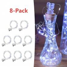Dây đèn LED cổ tích 12/8/4/2 chạy bằng pin, dài 6,5 feet/20 đèn LED, dây bạc hình đom đóm, sao và mặt trăng, ba chế độ chiếu sáng, thích hợp để tự làm lọ thủy tinh, phòng ngủ, tiệc tùng, đám cưới, Giáng sinh (Màu trắng) - ánh sáng trắng - Xem 13