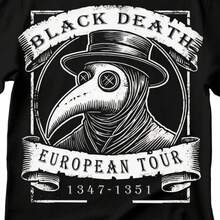 Black Death Plague Doctor T-Shirt | Gothic Horror Aesthetic - Negro - Ver 8