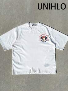 Disney UNIHLO Mickey  Print  Summer Casual Versatile Pure Cotton T-Shirt Suitable For Any Place - 白色 - 查看 4