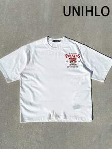 Disney UNIHLO  PIRATES Print  Summer Casual Versatile Pure Cotton T-Shirt Suitable For Any Place - White - View 4