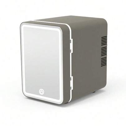 4升迷你化妆品冰箱，带可调节LED灯和镜子，双温控，适合在卧室、办公室和车内存放化妆品和食物。