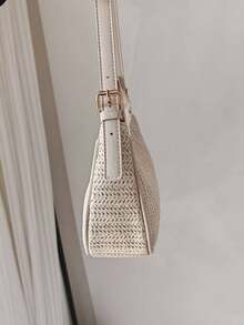 Túi dệt mùa hè thiết yếu, túi đeo vai thời trang tối giản, túi xách tay đa năng cho nữ đi làm, túi xách tay thanh lịch, túi đeo nách phong cách Y2K, ví - trắng - Xem 8