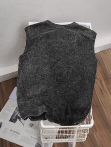 Áo tank top nam cỡ lớn Hemo, phong cách đường phố mùa hè, chất liệu co giãn nhẹ, màu đen bạc, kiểu dáng casual, thích hợp mặc hàng ngày. - màu đen - Xem 2