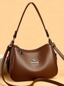 Túi đeo vai bằng da mềm mại, túi xách nữ công sở, thiết kế đơn giản, thời trang thành thị, mẫu mới năm 2026 dành cho các bà mẹ trung niên. - màu nâu - Xem 3