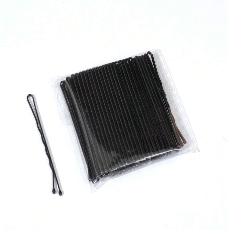 50pcs Women's Black Hair Clips, Bruise Side Clips, Hair Clips, U-Shaped Hair Clips, Steel Clip Accessories - Black - View 1
