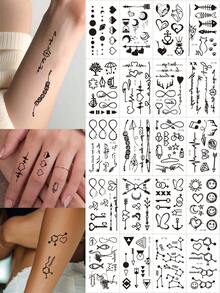 20 miếng dán hình xăm ngón tay cho nam và nữ, hình xăm tạm thời màu đen, kích thước nhỏ, chống thấm nước, dùng cho tay, ngón tay, chân, cổ tay và các vùng da khác, hình trái tim, mặt trăng, ngôi sao, hình xăm giả dán lên cơ thể. - màu đen - Xem 9