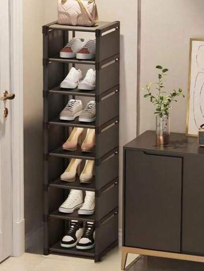 رف أحذية عمودي من طبقة واحدة/4/5/6/7/8، رف أحذية متعدد الطبقات مقاوم للغبار، مصنوع من قماش غير منسوج وبلاستيك، مناسب للمنازل الصغيرة والمدارس والمداخل، سهل التركيب، موفر للمساحة، تصميم مدمج، يستوعب أزواج متعددة من الأحذية