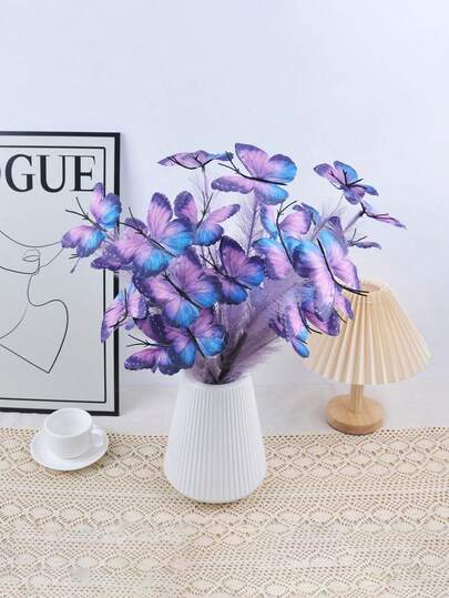 Artificial Butterfly Flower Branch Vase Decor, Faux Butterfly Stem Decoration Suitable For Spring Home Decor, Wedding Party Tabletop Centerpiece