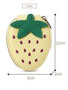 1个可爱草莓零钱包，PU皮革拉链迷你钱包，便携小钱包 - 彩色 - 查看 12