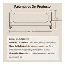 Barandillas de cama regulables para camas infantiles, 1,8 metros, color gris, estampado . - Negro - Ver 8