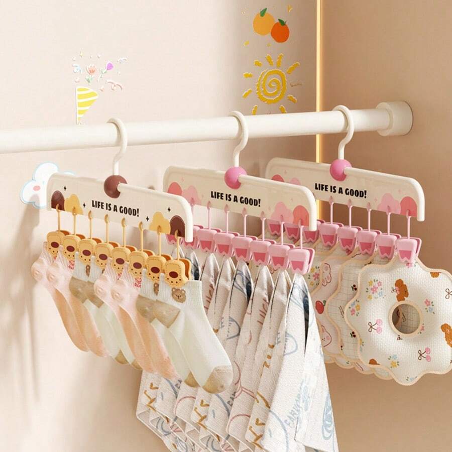 Ganchos con clips de oso de dibujos animados lindos, con 8 clips, adecuados para organizar calcetines, ropa pequeña, sombreros, baberos y toallas pequeñas. Capacidad de carga fuerte para evitar que los artículos se caigan. - Multicolor - Ver 1