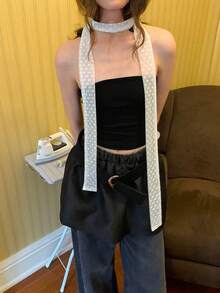 1pc Polka Dot Lace Pattern Elegant Long Scarf, Women's Small Neck Scarf & Decorative Accessory, Multifunctional - Multicolor - View 3