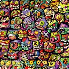 54 Pieces Of Cartoon Monster Head Graffiti Stickers - Waterproof Vinyl, Suitable For Laptops, Water Bottles, Notebooks, Suitcases, Etc. - Cute Cartoon DIY Scrapbook Gift - A - View 10