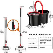 2026NEW Rotating Mop And Bucket Set, 360-Degree Rotating Mop Andbucket With Portable Wheels, Includes 3-4 Microfiber Mopheads, Adjustable Telescopic Handle Length From 38-61inches, And Comes With An Adjustable Hanging Hook. SpinMop With Adjustable Handle - TB002 - Xem 9