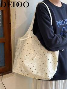 Dedoo Ins Style Portable Canvas Tote Bag Women's New 2026 Niche Design Large-Capacity Underarm Shoulder Bag - Beige - View 7