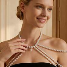 1 chiếc dây tua rua nhiều lớp kiểu Âu và Mỹ đính ngọc trai giả, phụ kiện váy phong cách Pháp cổ điển sáng tạo. - Xem 5